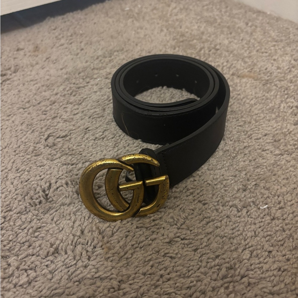 Black Belt with Gold Buckle Gucci